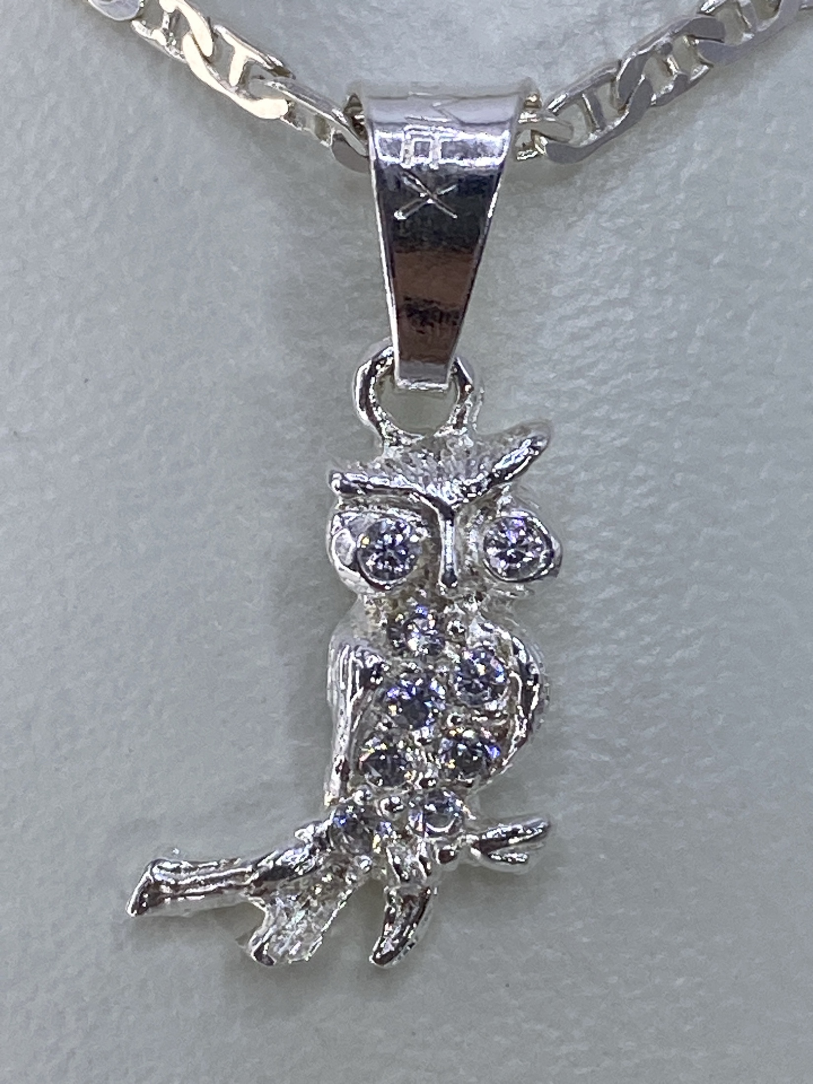 Dije Búho de Plata con Micro-Circonia — Taxco 925