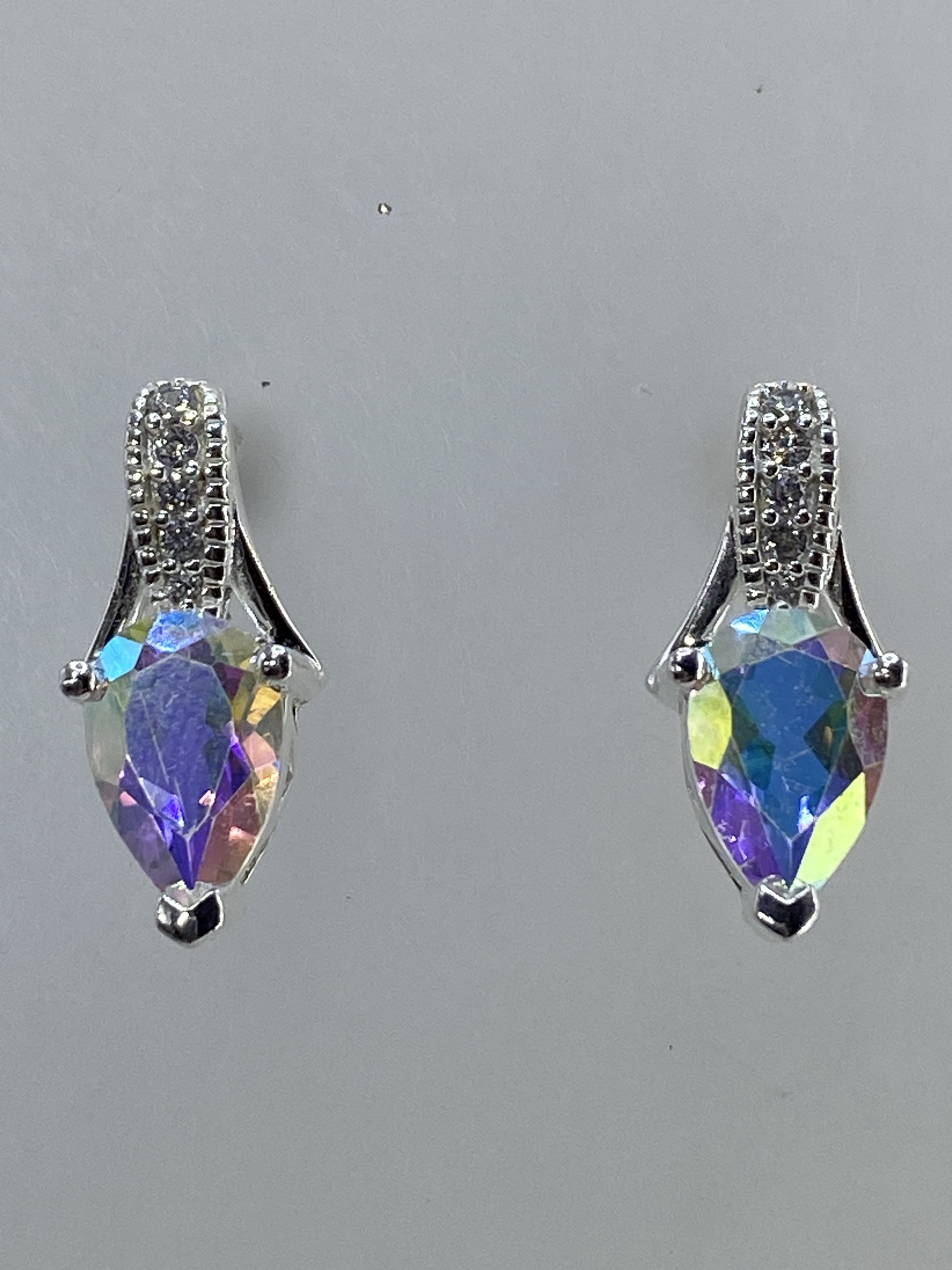 Aretes de Plata Circonia Multicolor Engastada — Taxco 925