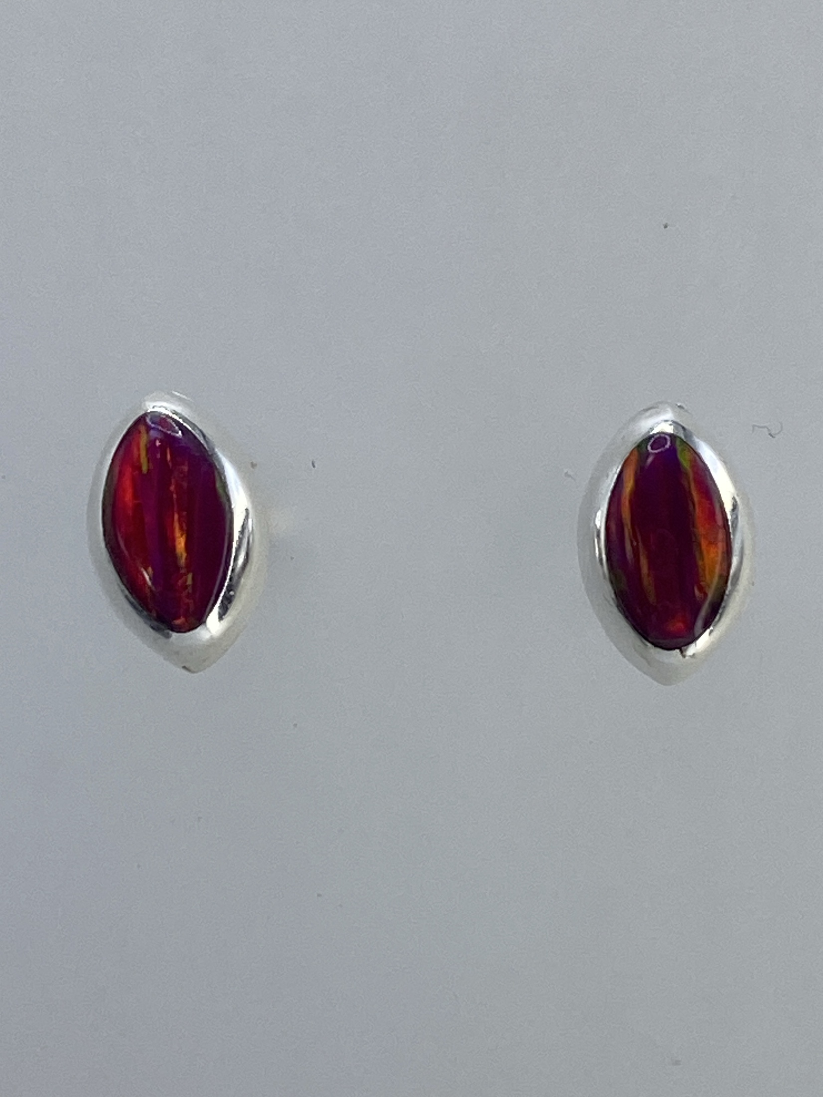 Aretes de Plata Ópalo de Fuego Multicolor — Taxco 925