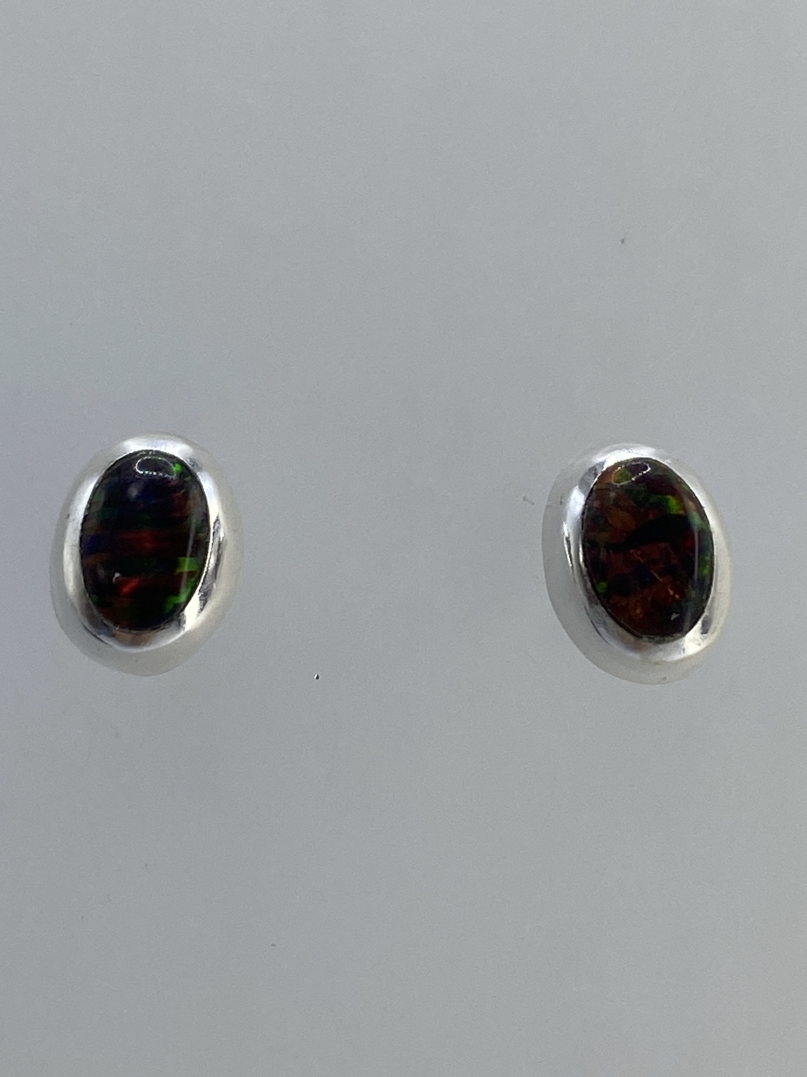 Aretes de Plata con Opalo de Fuego Multicolor — Taxco 925