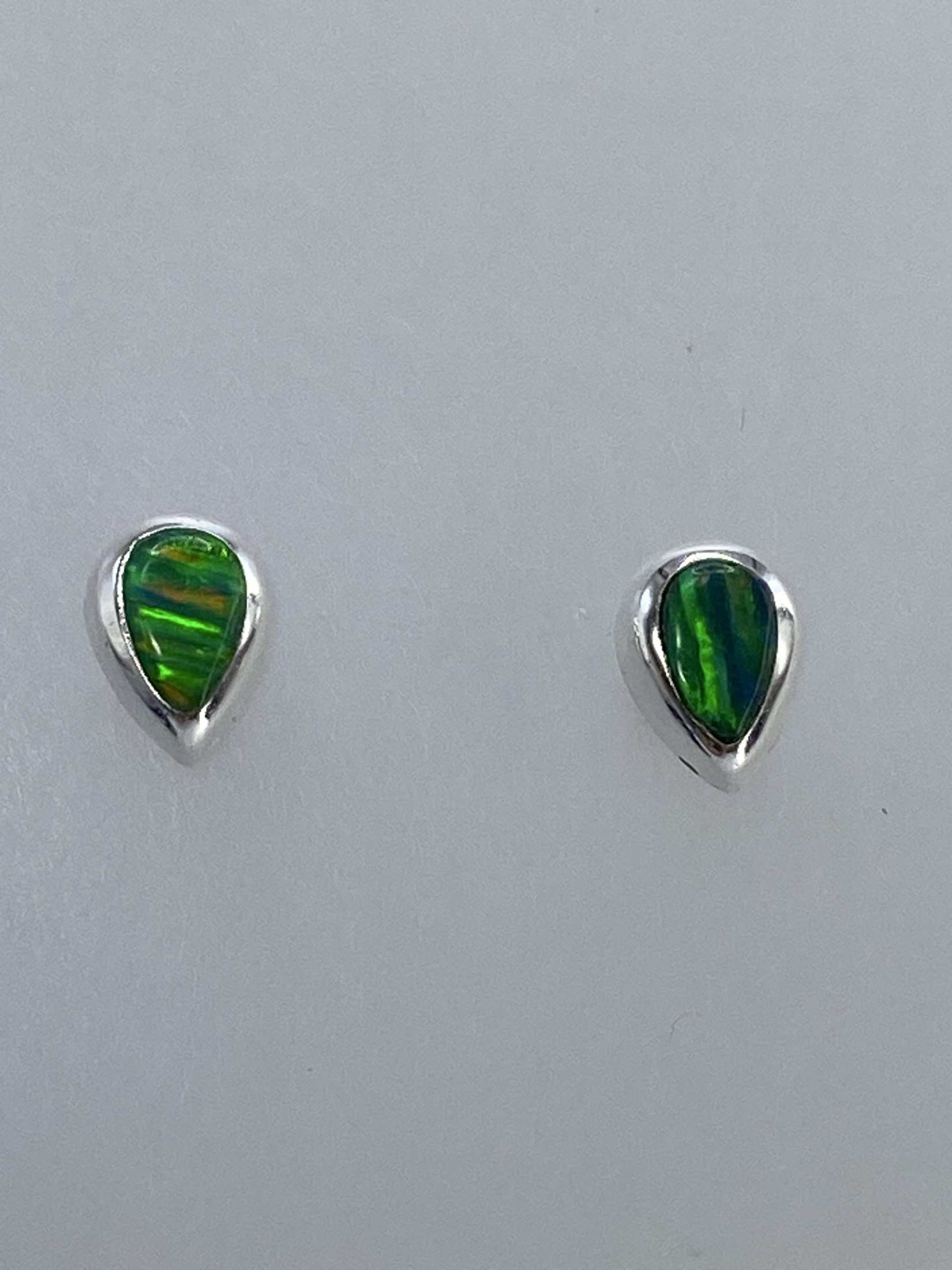 Aretes de Plata con Ópalo de Fuego Multicolor — Taxco 925