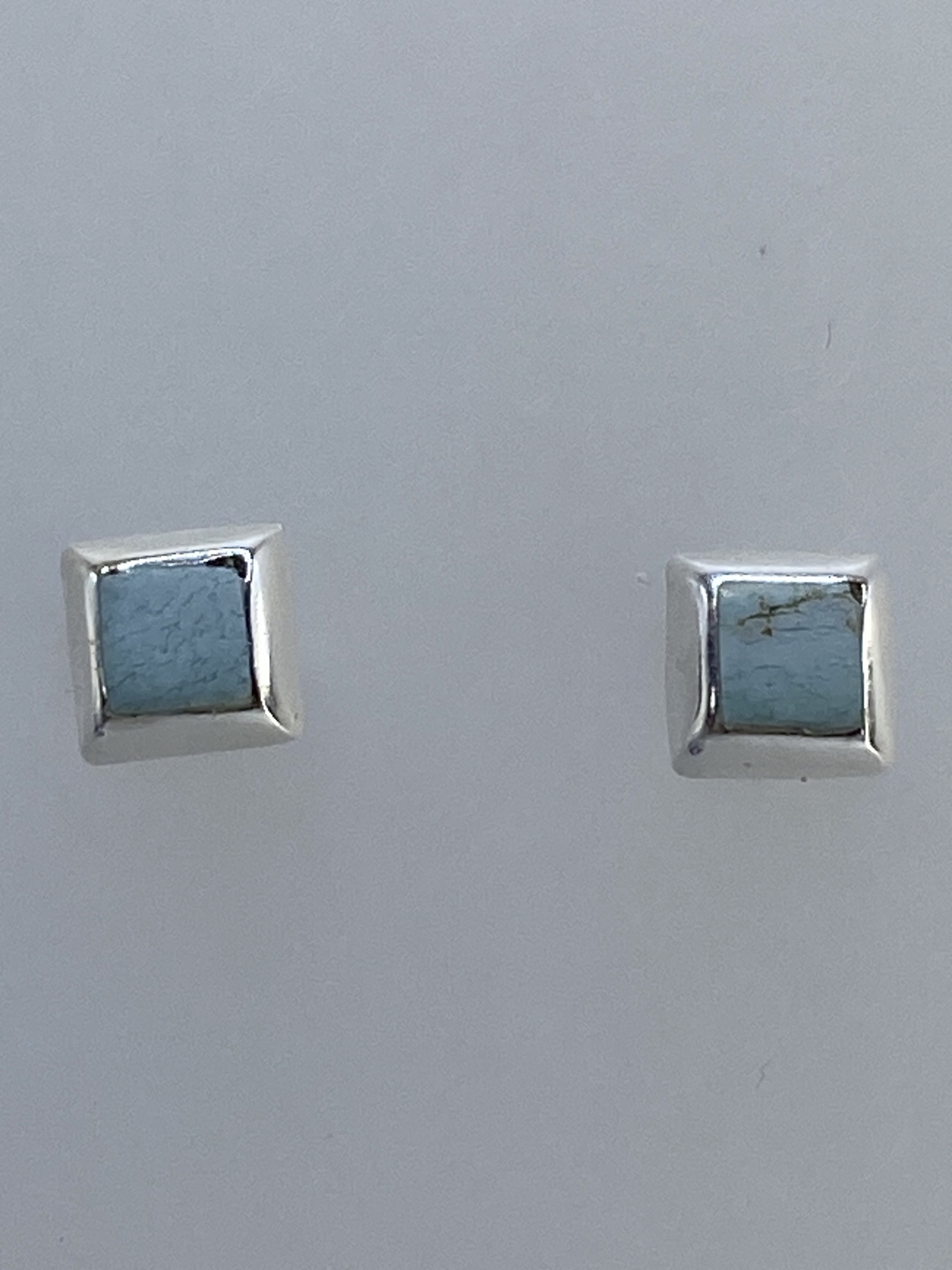Aretes Cuadrados de Plata 925 con Piedra — Taxco