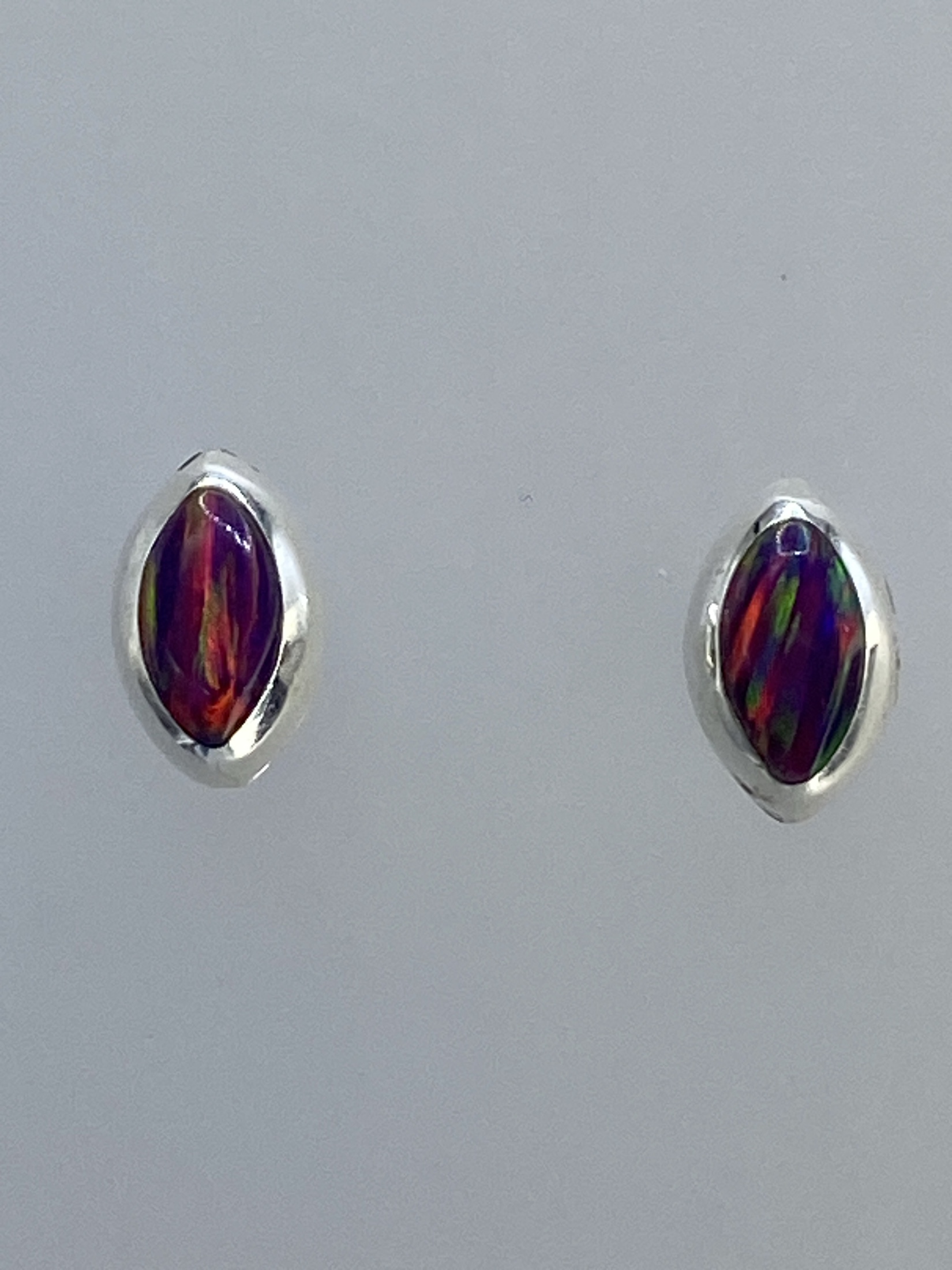 Aretes de Plata con Ópalo de Fuego Multicolor — Taxco 925