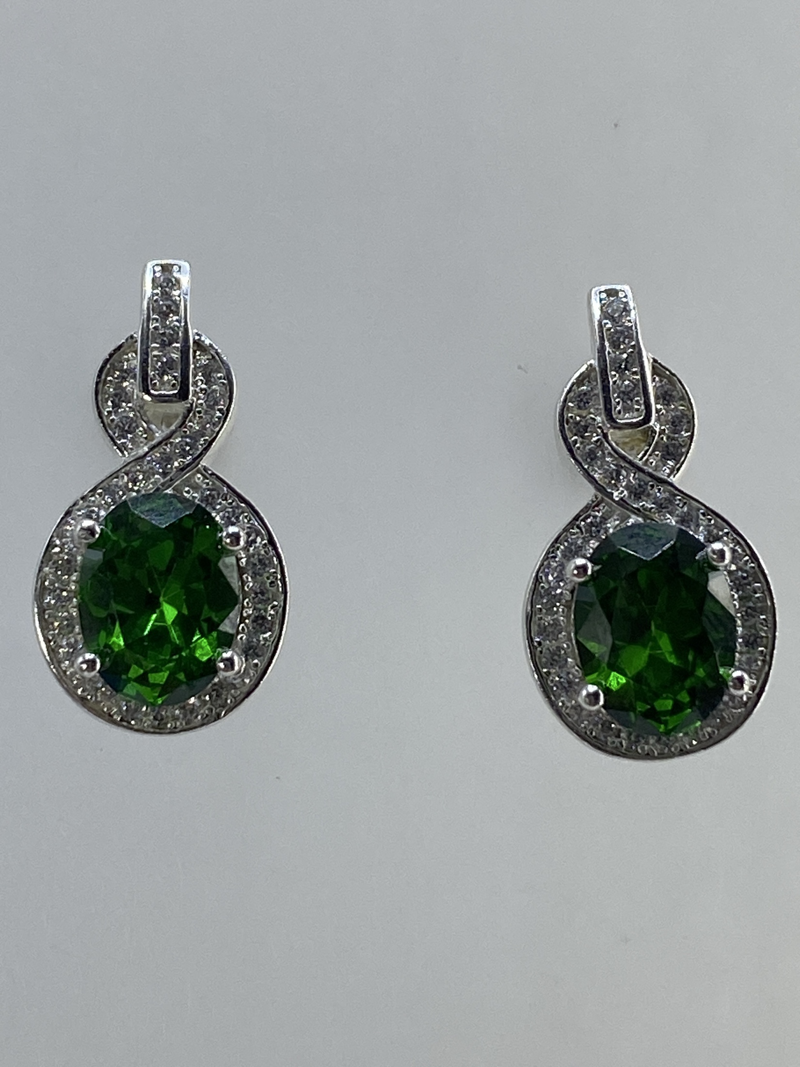 Aretes de Plata Circonia Verde — Taxco 925